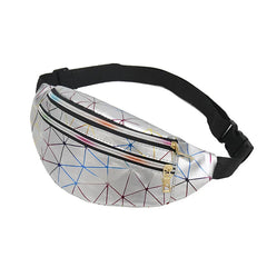 Geometric Waist Bag Pink Silver Fanny Pack