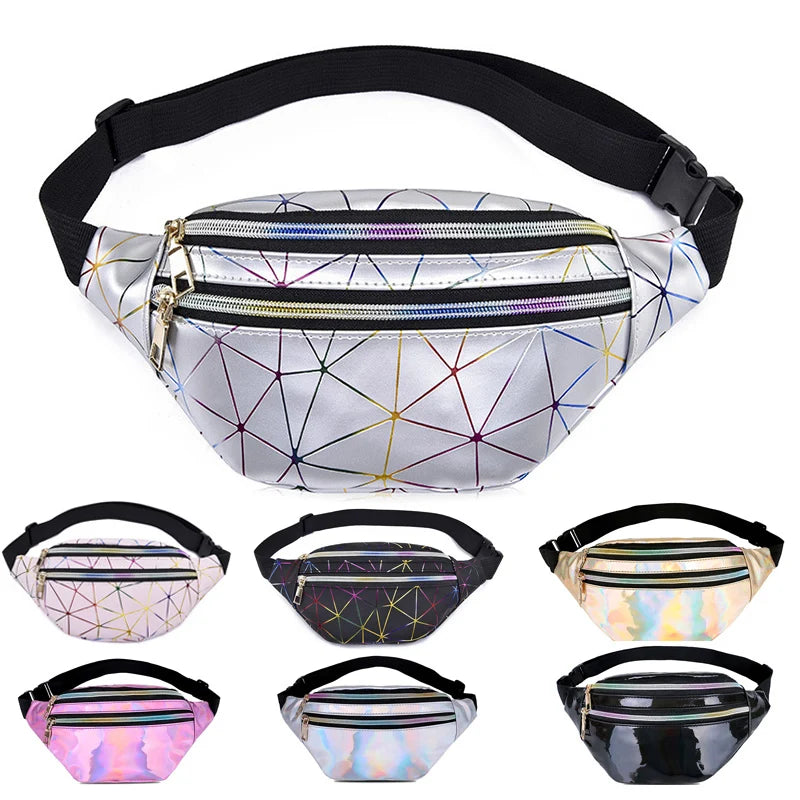 Women Holographic Waist Bag Silver Fanny Pack