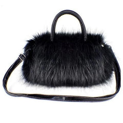 Women's Lady PU Leather & Faux Fur Handbag Shoulder Bag
