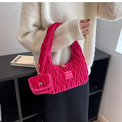 Hot Velvet Handle Bags Crescent Bag High Women Handbags With Mini Purse