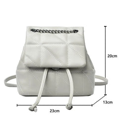 Plaid Chain Ladies Backpack PU Leather Handbag