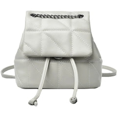 Plaid Chain Ladies Backpack PU Leather Handbag