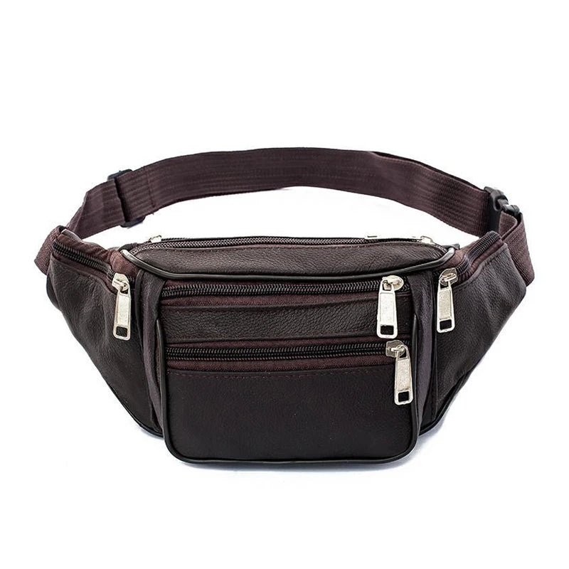Men Leather Casual Fanny Pack Waist Belt Bag Purse Hip Pouch