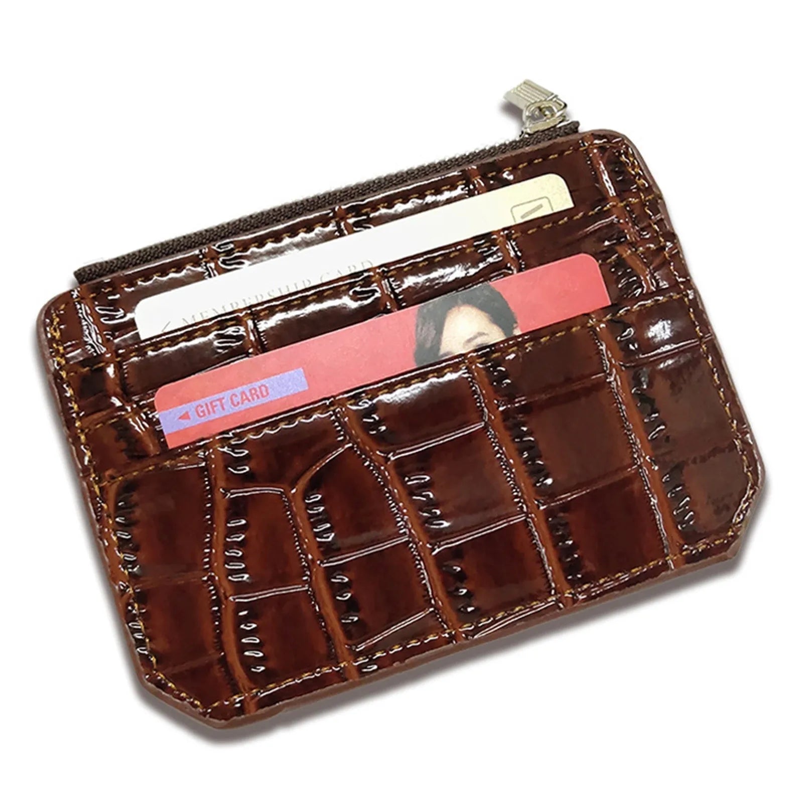 Neutral Buckle Wallet Card Holder Zipper Purse Small Size