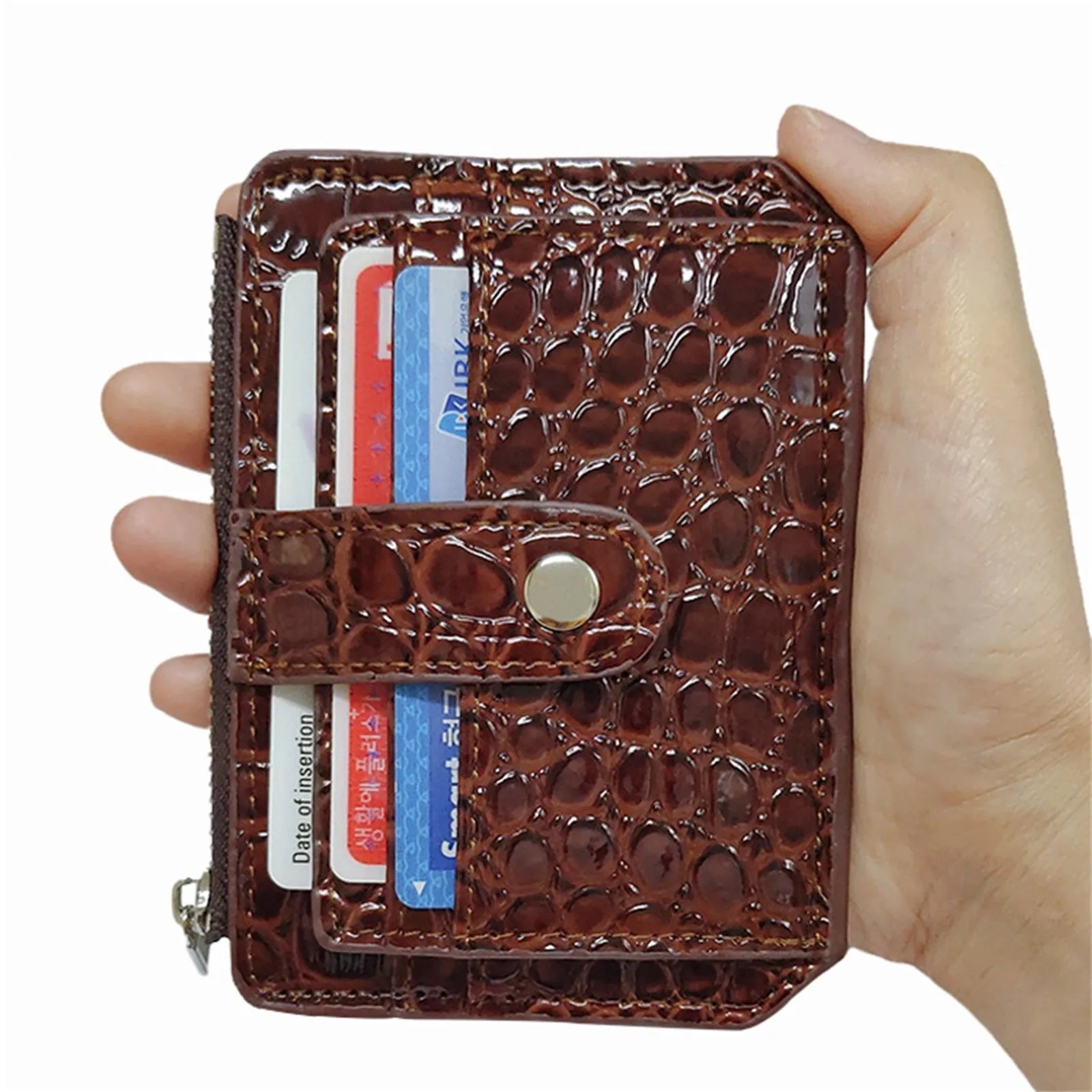 Neutral Buckle Wallet Card Holder Zipper Purse Small Size