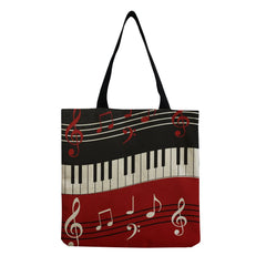 Piano Music Symbol Women Handbag Foldable Portable Shopping Shoulder Bag