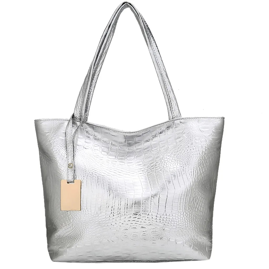 Laser Hologram Leather Shoulder Bag Lady Shopping Bags Silver Handbag