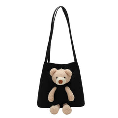 Ins Bear Canvas Bags Female Student Shoulder Messenger Bag Women