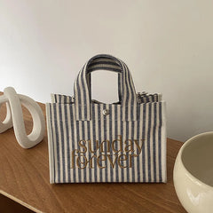 Ins Women Canvas Striped Mommy Tote Bag