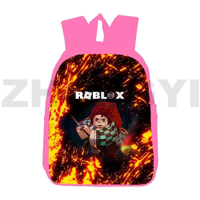 Japan 3D Pink Demon Slayer Backpack 12/16 Inch Kimetsu No Yaiba Schoolbag