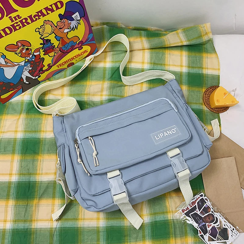 Harajuku Crossbody Bag for Women School Girls Messenger Bag Patchwork Handbag