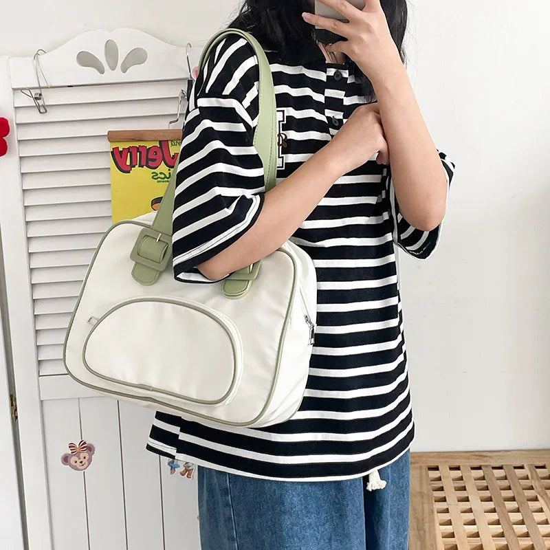Japanese Style Retro Contrast Girl Student Shoulder Bag