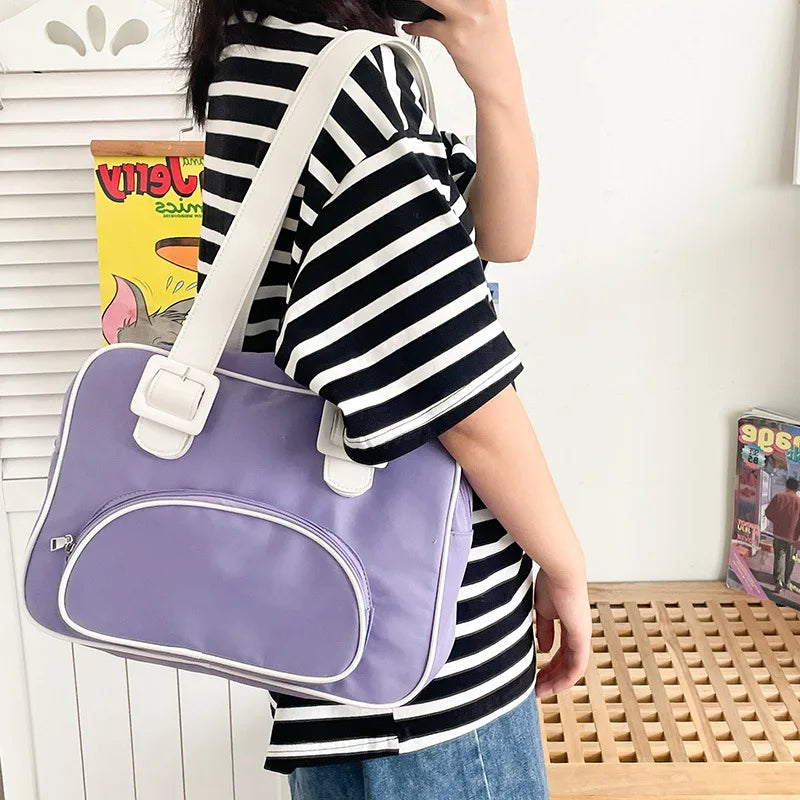 Japanese Style Retro Contrast Girl Student Shoulder Bag
