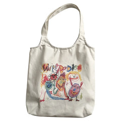 Japanese Tote Shopping Bag for Lady Literary Cartoon Canvas Shoulder Bag