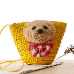 Japanese Little Bear Head Bow Knitting Key Change Bag