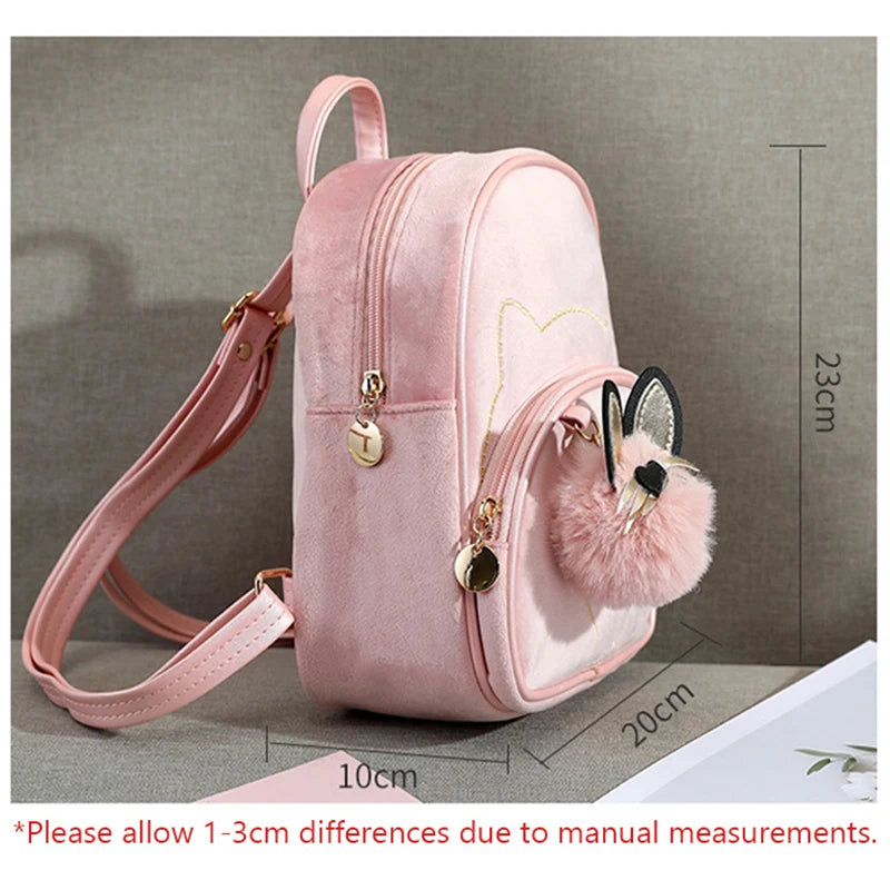 Girls Mini Plush Bowknot Schoolbag