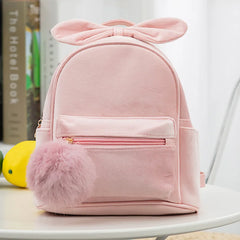 Plush Bowknot Kids Backpack Solid Girls Mini Schoolbag