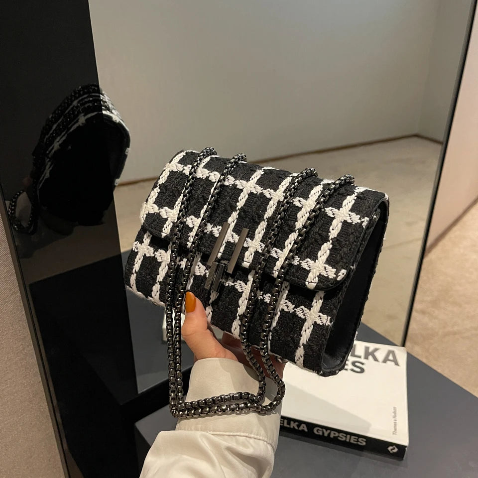 Knitted Women Chain Single Shoulder Strape Crossbody Bags Lady Handbag Totes
