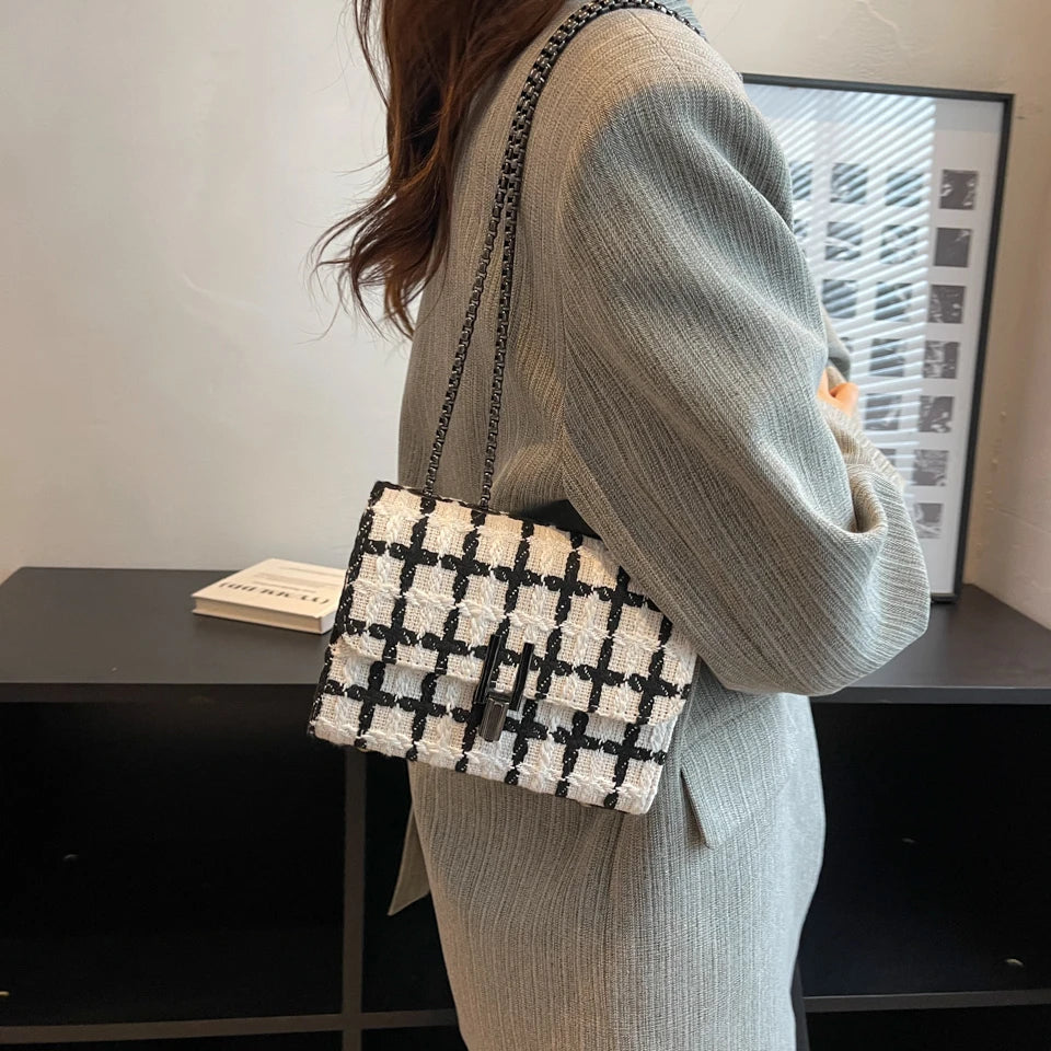 Knitted Women Chain Single Shoulder Strape Crossbody Bags Lady Handbag Totes