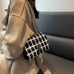 Knitted Women Chain Single Shoulder Strape Crossbody Bags Lady Handbag Totes
