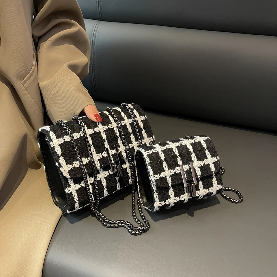 Knitted Women Chain Single Shoulder Strape Crossbody Bags Lady Handbag Totes