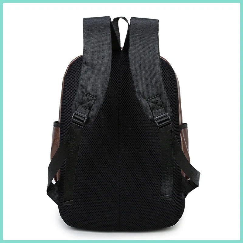 Casual PU Leather Backpack Large Capacity Outdoor Travel Bag