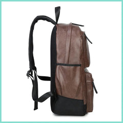 Casual PU Leather Backpack Large Capacity Outdoor Travel Bag