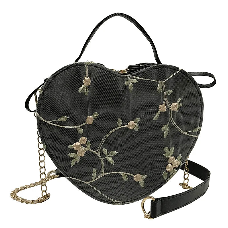 Heart Shaped Leather Chain Bag Women Shoulder Bag