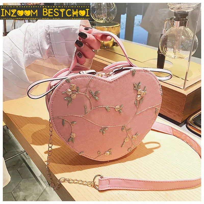 Heart Shaped Leather Chain Bag Women Shoulder Bag