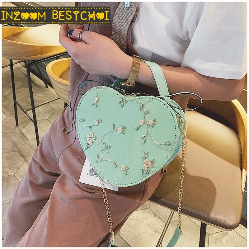 Heart Shaped Leather Chain Bag Women Shoulder Bag