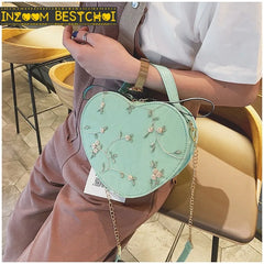 Heart Shaped Leather Chain Bag Women Shoulder Bag