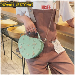 Heart Shaped Leather Chain Bag Women Shoulder Bag