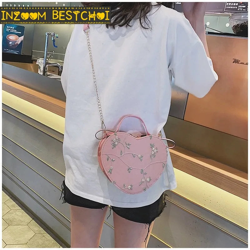 Heart Shaped Leather Chain Bag Women Shoulder Bag