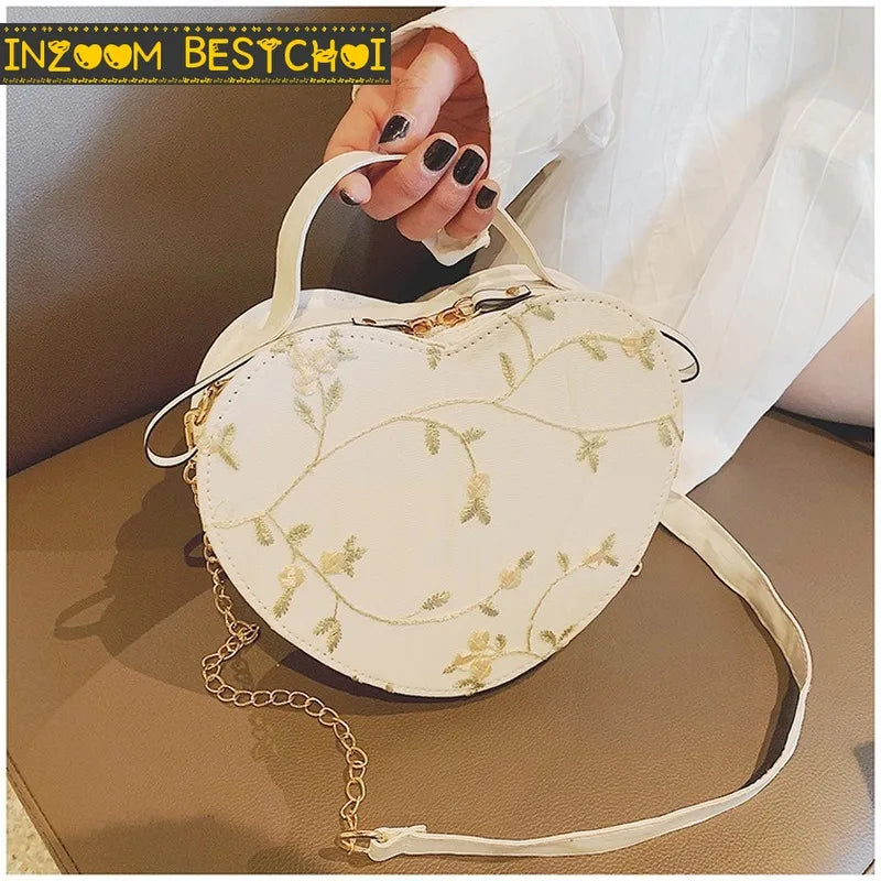 Heart Shaped Leather Chain Bag Women Shoulder Bag