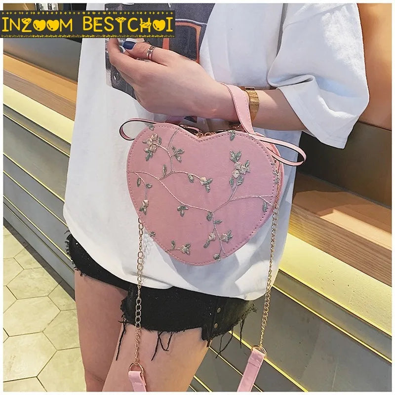 Heart Shaped Leather Chain Bag Women Shoulder Bag
