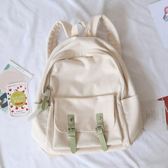 Japan Style Canvas Backpack for Girls, Middle School Student Book Bag