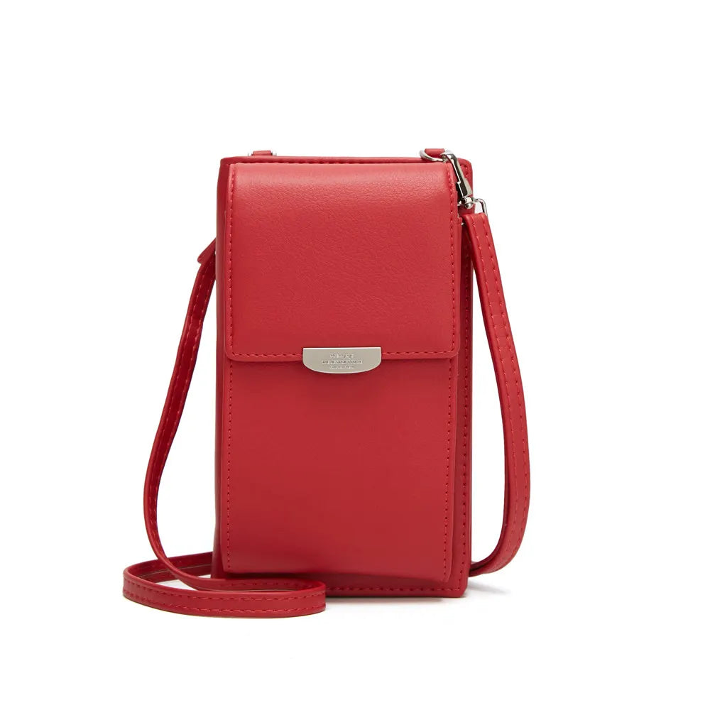 Cell Phone Pocket PU Large Capacity Wallet Crossbody Bag For Women