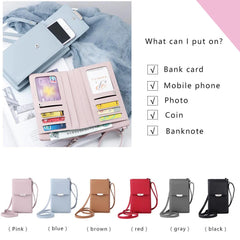 Cell Phone Pocket PU Large Capacity Wallet Crossbody Bag For Women