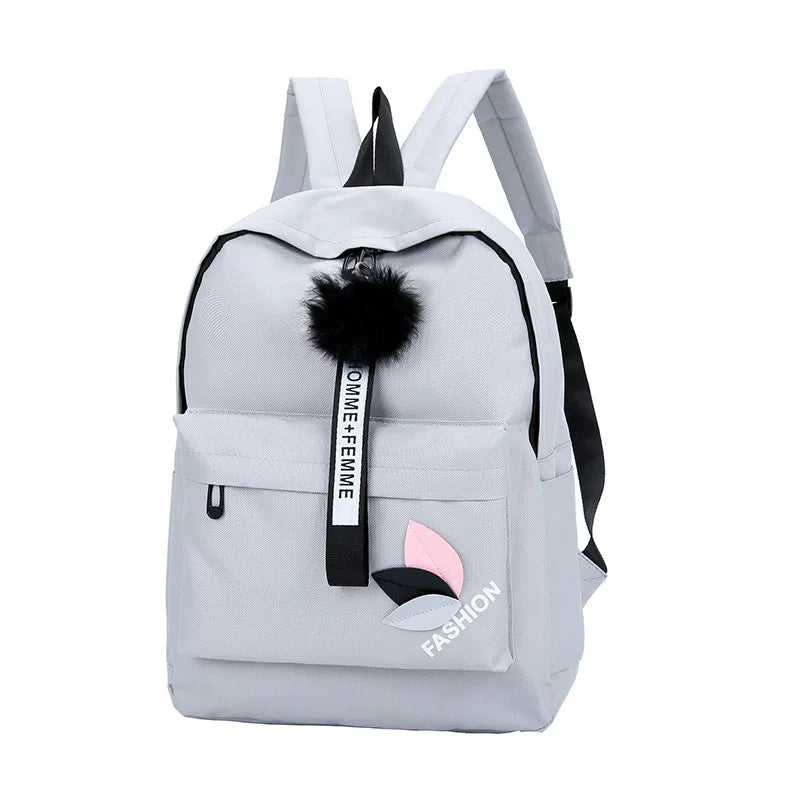 Nylon Printing Solid Backpack Girl School Bags Teen College Wind Women SchoolBag