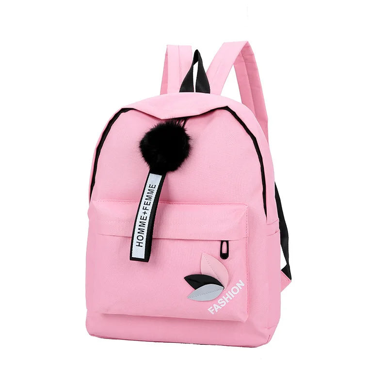 Nylon Printing Solid Backpack Girl School Bags Teen College Wind Women SchoolBag