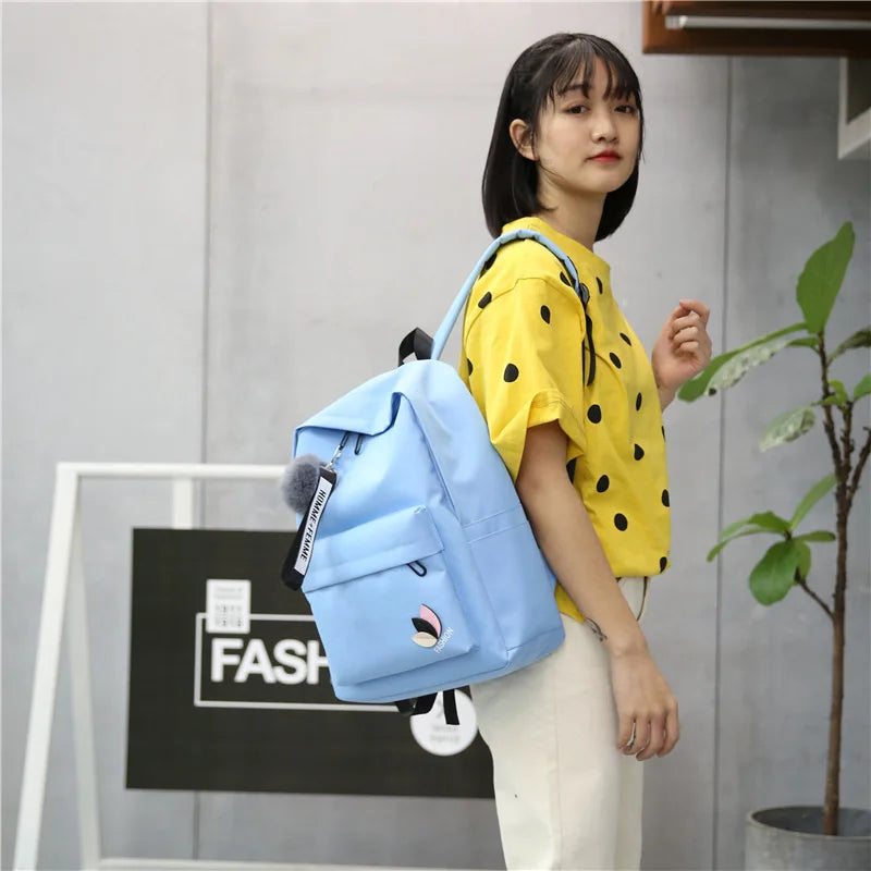 Nylon Printing Solid Girl School Backpack for Teens