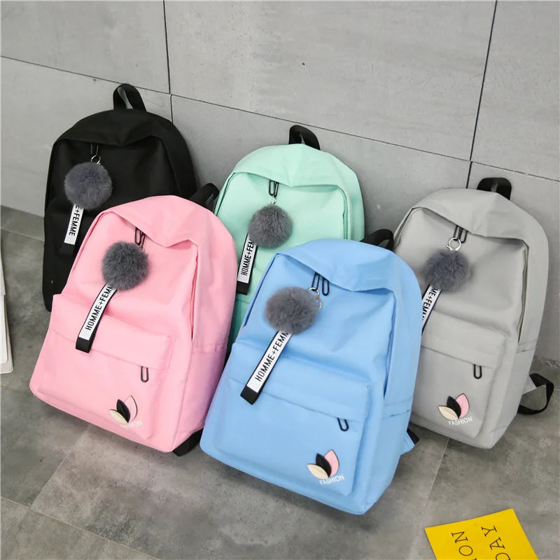 Nylon Printing Solid Girl School Backpack for Teens