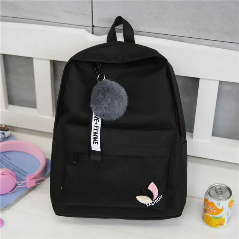 Nylon Printing Solid Girl School Backpack for Teens
