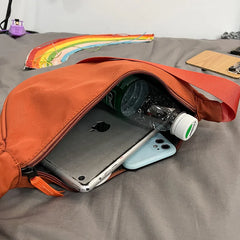 Solid Women's Shoulder Bag with Adjustable Strap and Zipper