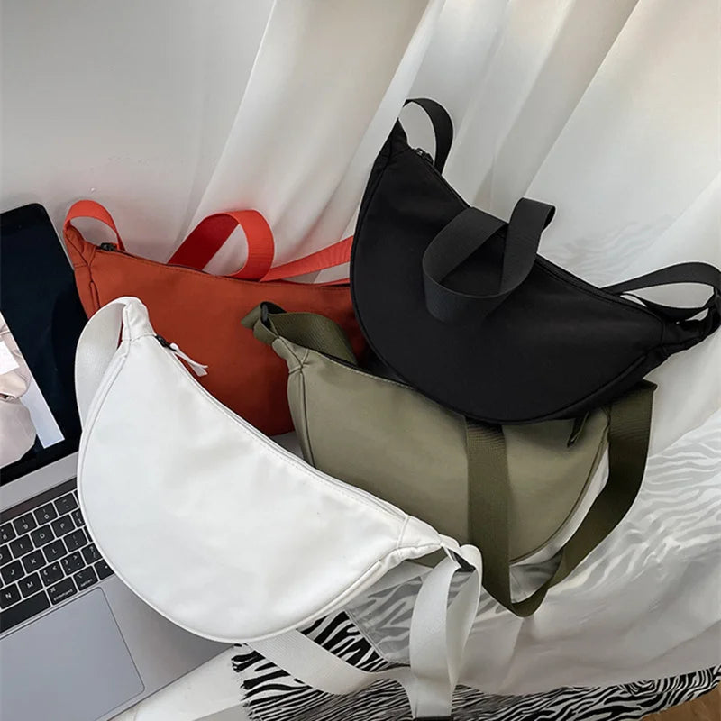 Solid Women's Shoulder Bag with Adjustable Strap and Zipper