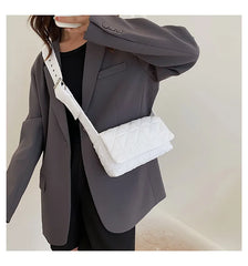 Women Shoulder Crossbody Bag Checkered Cotton Handbag