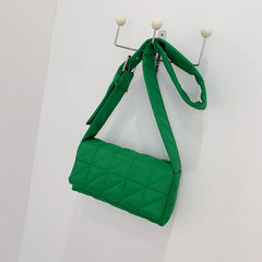 Women Shoulder Crossbody Bag Checkered Cotton Handbag