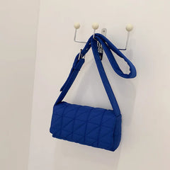 Women Shoulder Crossbody Bag Checkered Cotton Handbag