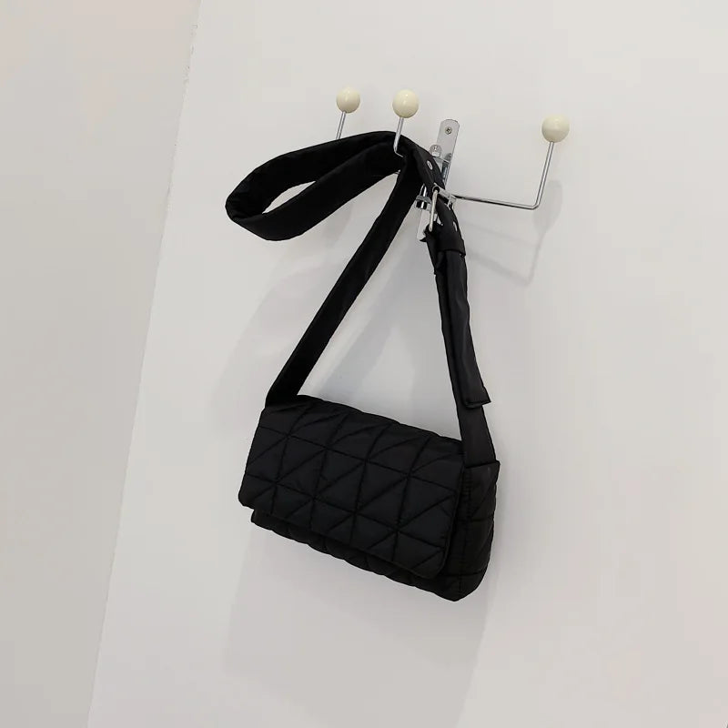 Women Shoulder Crossbody Bag Checkered Cotton Handbag