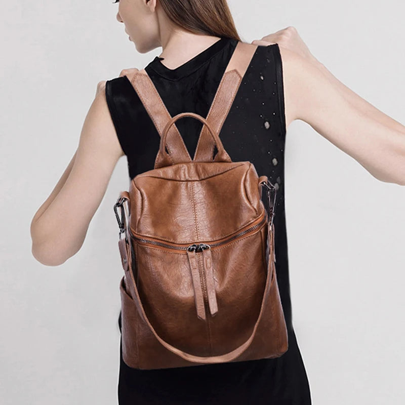 Women's Wild Travel Leather Backpack - Leisure Bag